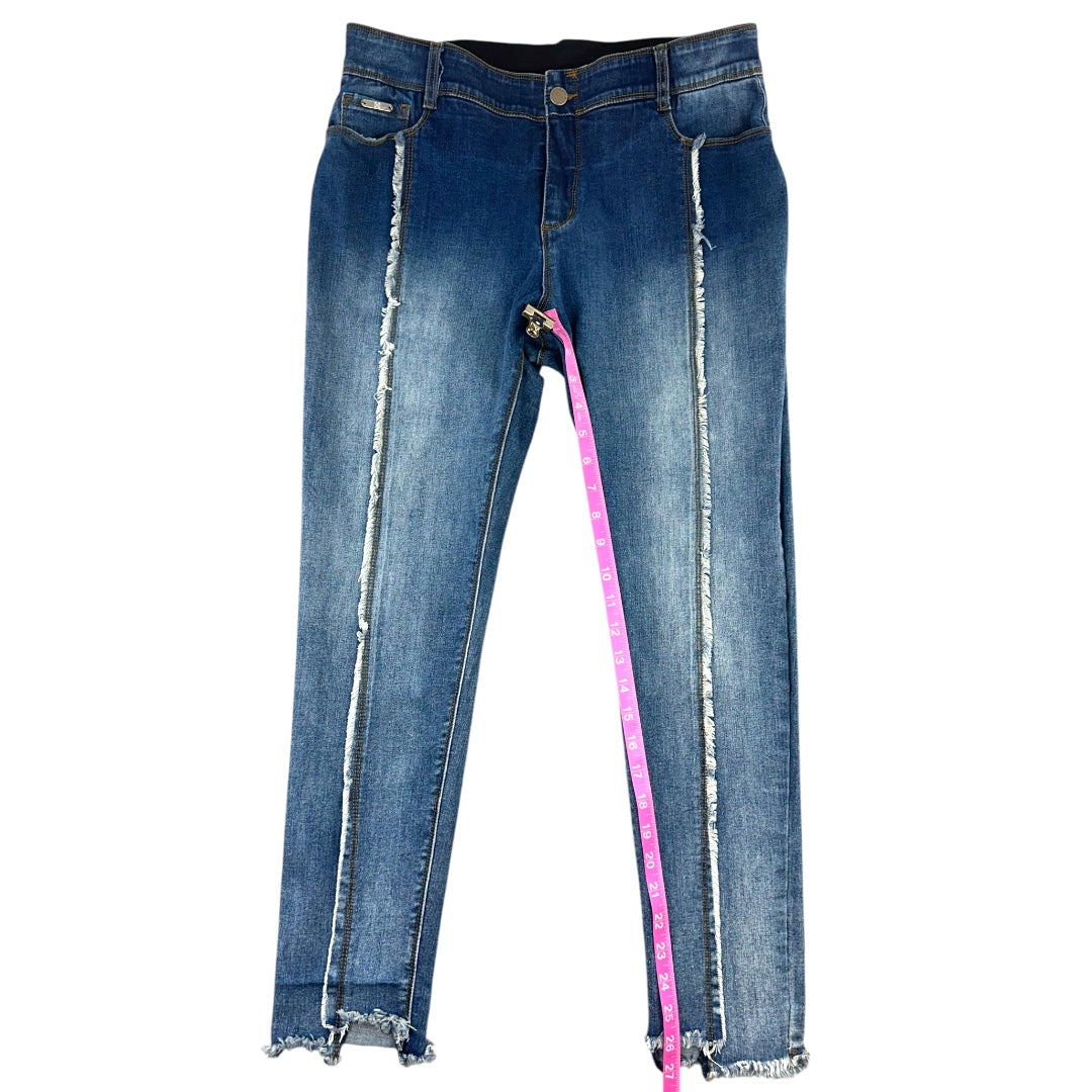 Coco + Carmen Tummy Slimming Stretch Frayed Stripe Skinny Jeans