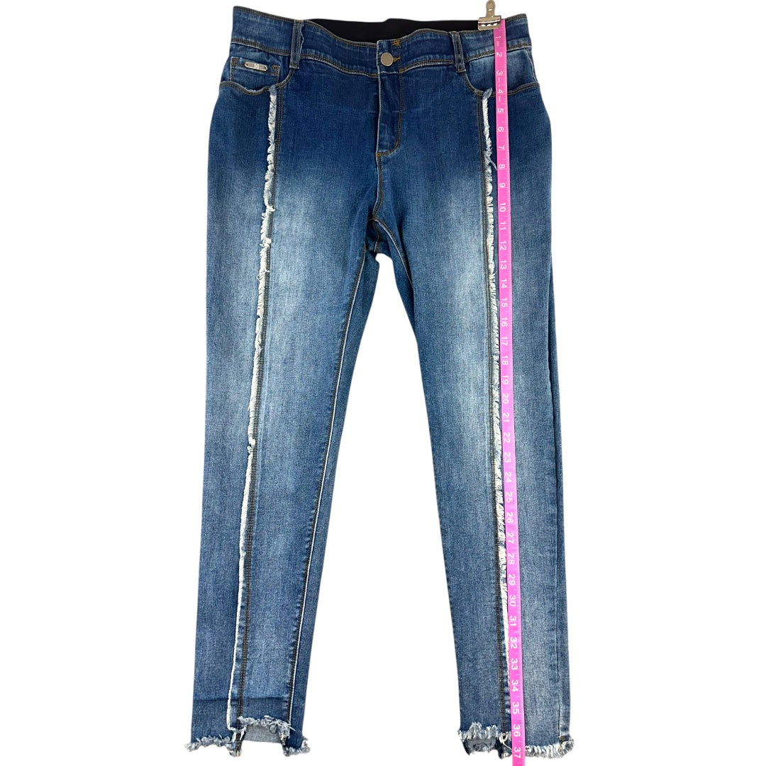 Coco + Carmen Tummy Slimming Stretch Frayed Stripe Skinny Jeans