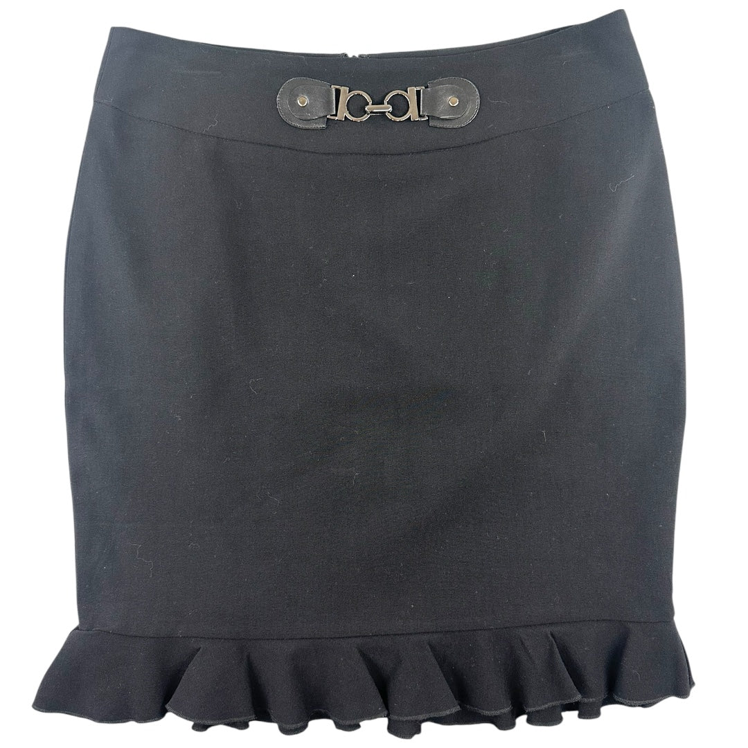 Lapis Black Ruffle Mini Skirt