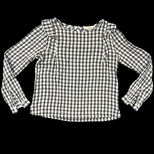 LOFT Plaid Ruffle Long Sleeve Blouse