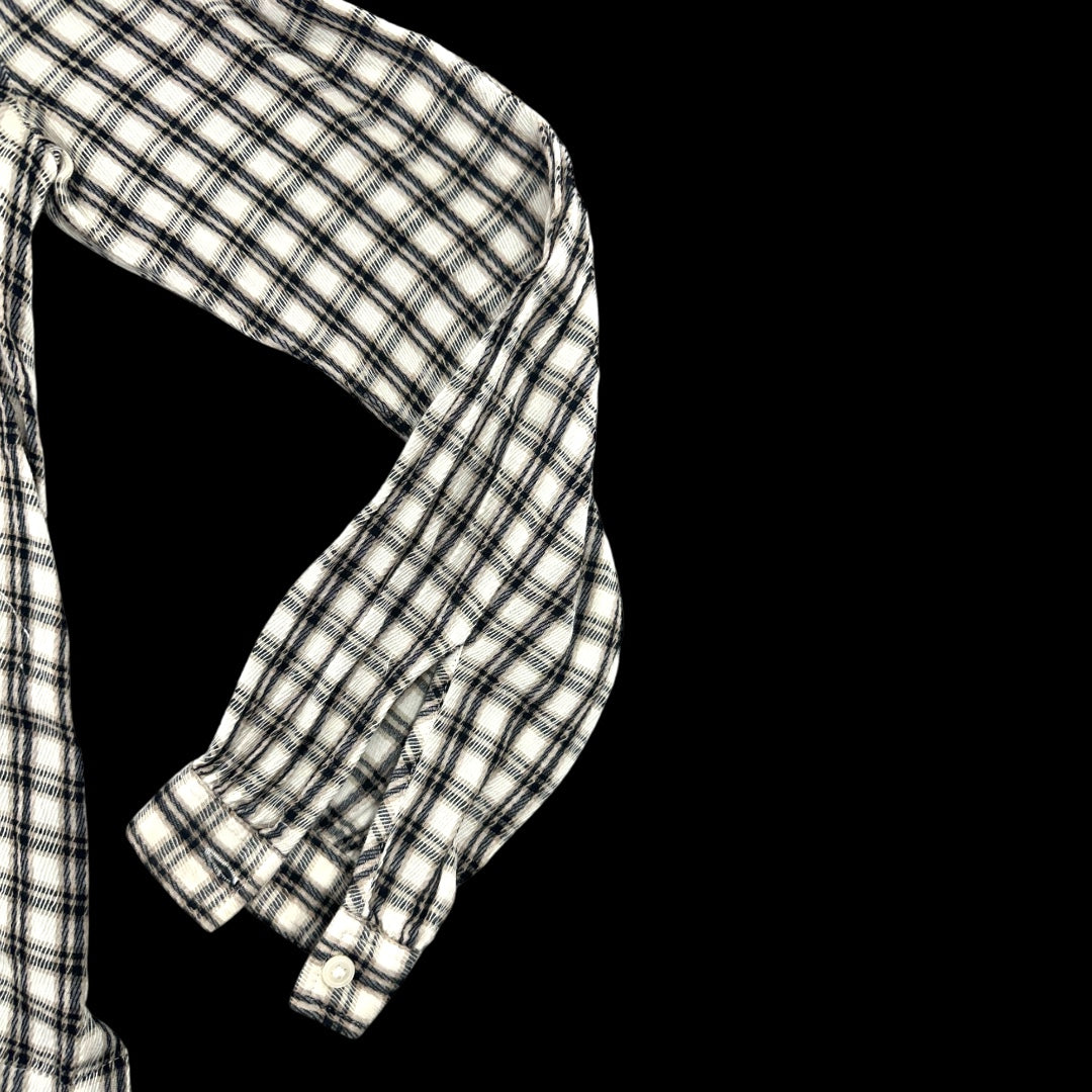 LOFT Plaid Ruffle Long Sleeve Blouse