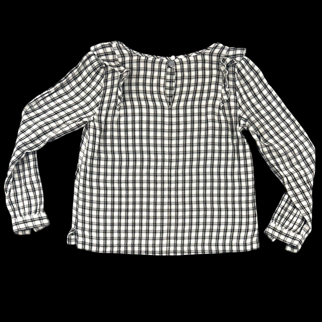 LOFT Plaid Ruffle Long Sleeve Blouse