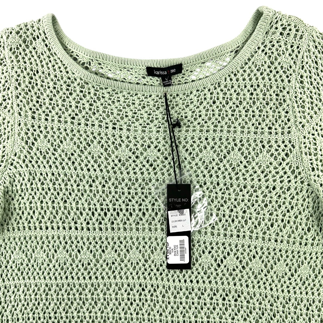 Karissa & Me Mint Green Crochet Sweater NWT