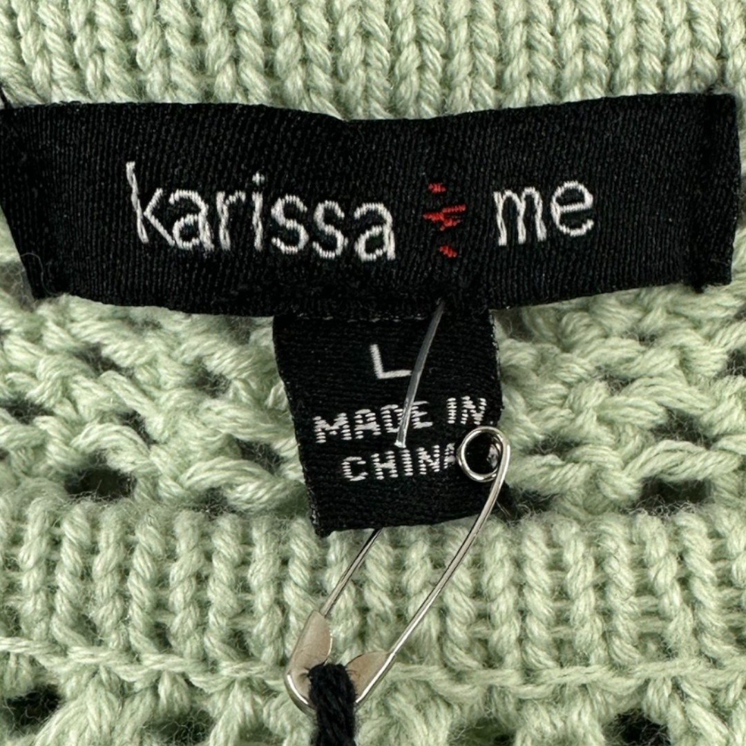 Karissa & Me Mint Green Crochet Sweater NWT