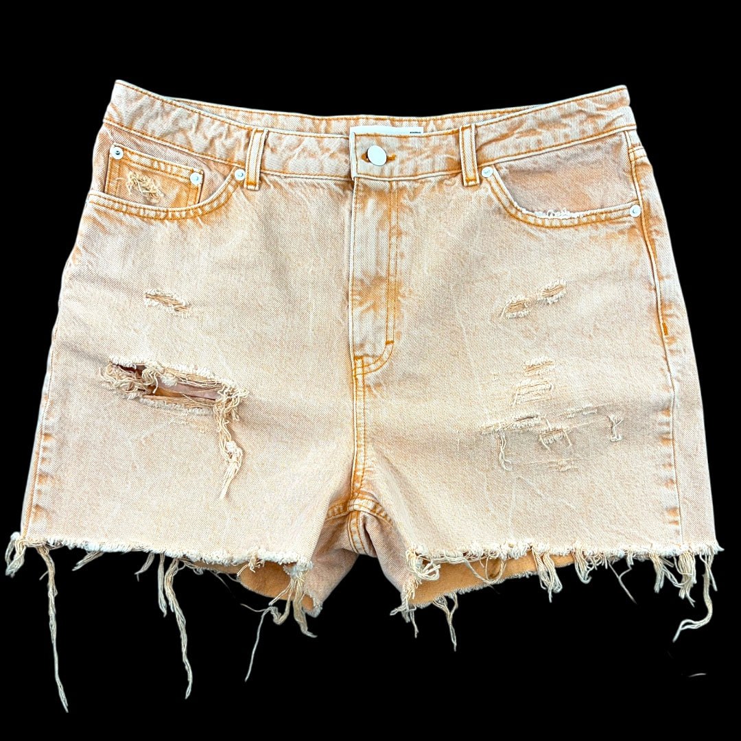 Topshop Mom Dusty Peach Distressed Denim Shorts
