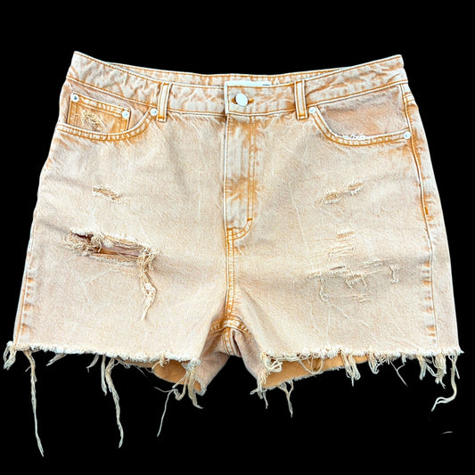 Topshop Mom Dusty Peach Distressed Denim Shorts