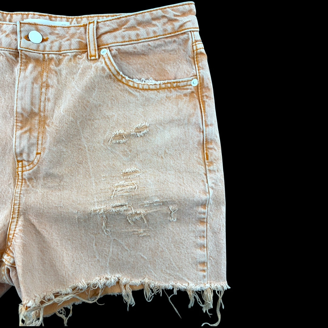 Topshop Mom Dusty Peach Distressed Denim Shorts