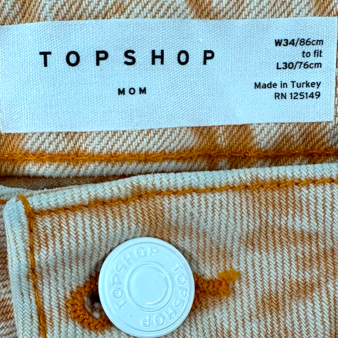 Topshop Mom Dusty Peach Distressed Denim Shorts