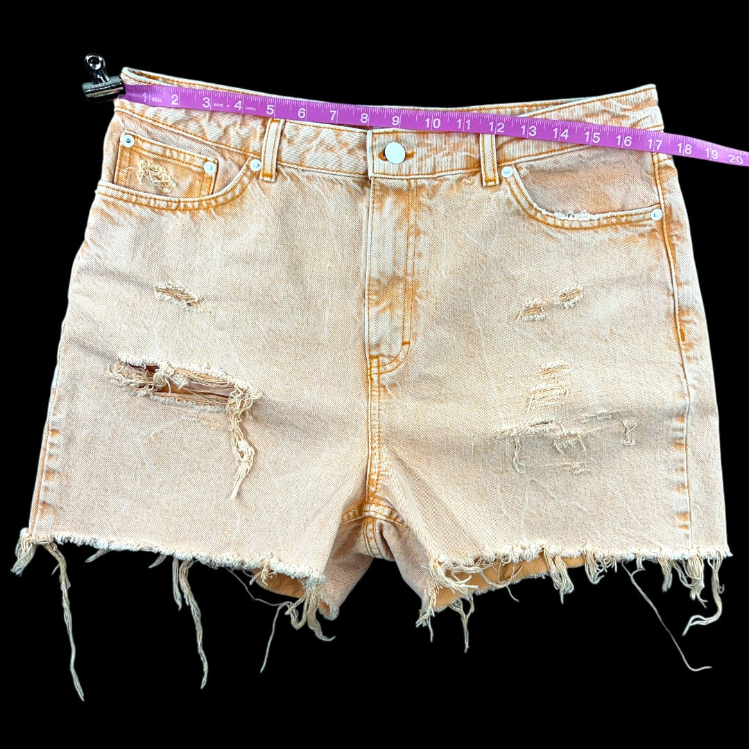 Topshop Mom Dusty Peach Distressed Denim Shorts