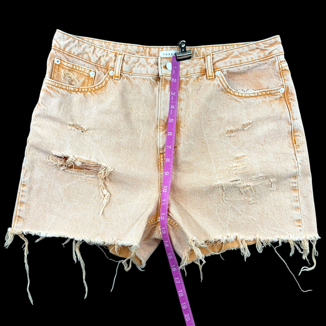 Topshop Mom Dusty Peach Distressed Denim Shorts