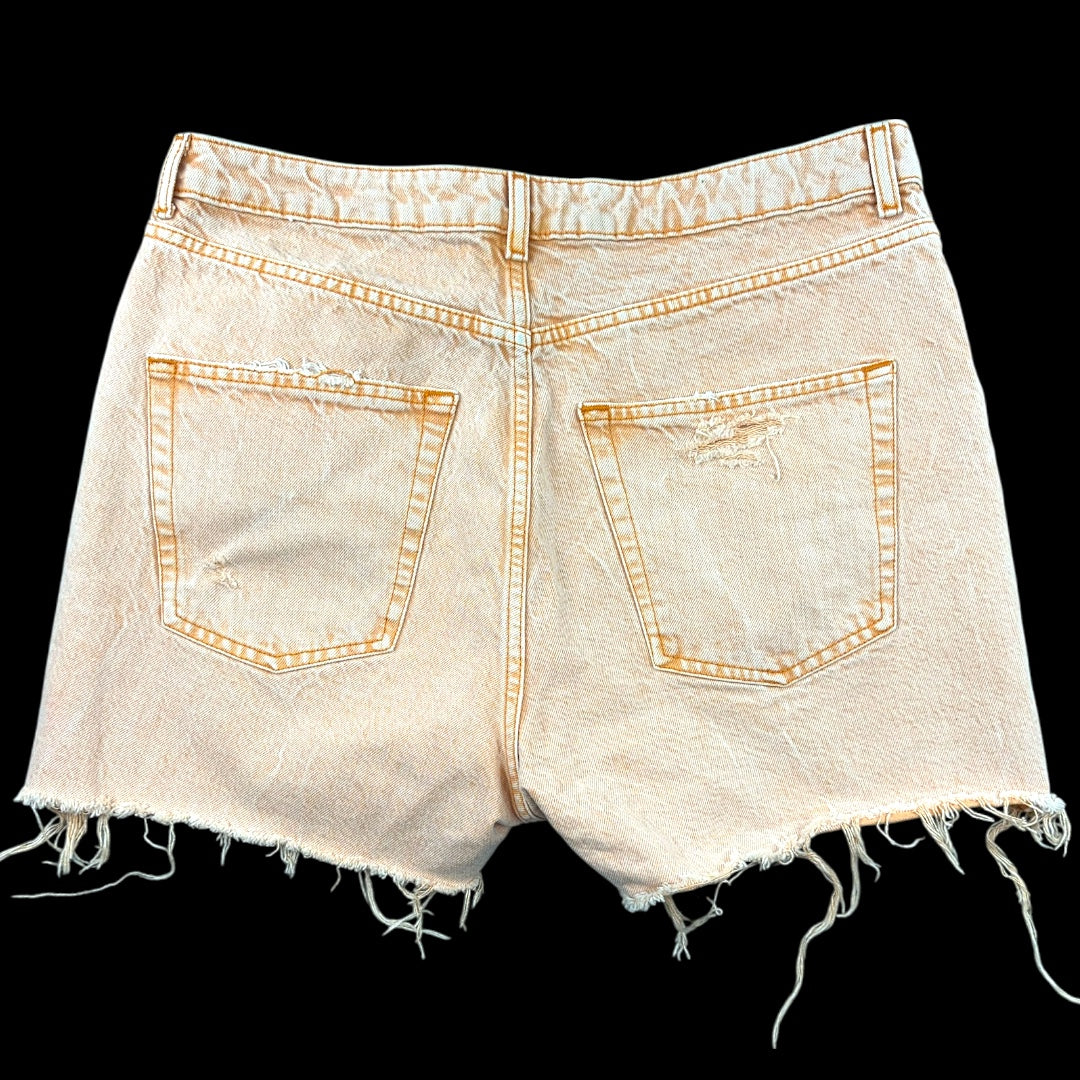 Topshop Mom Dusty Peach Distressed Denim Shorts