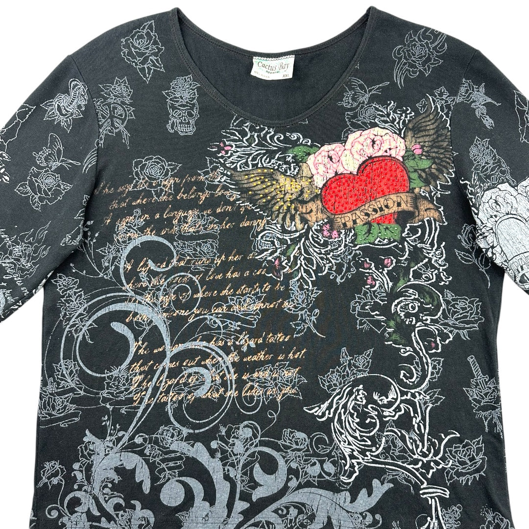 Y2K Cactus Bay Tattoo Style Graphic Tee
