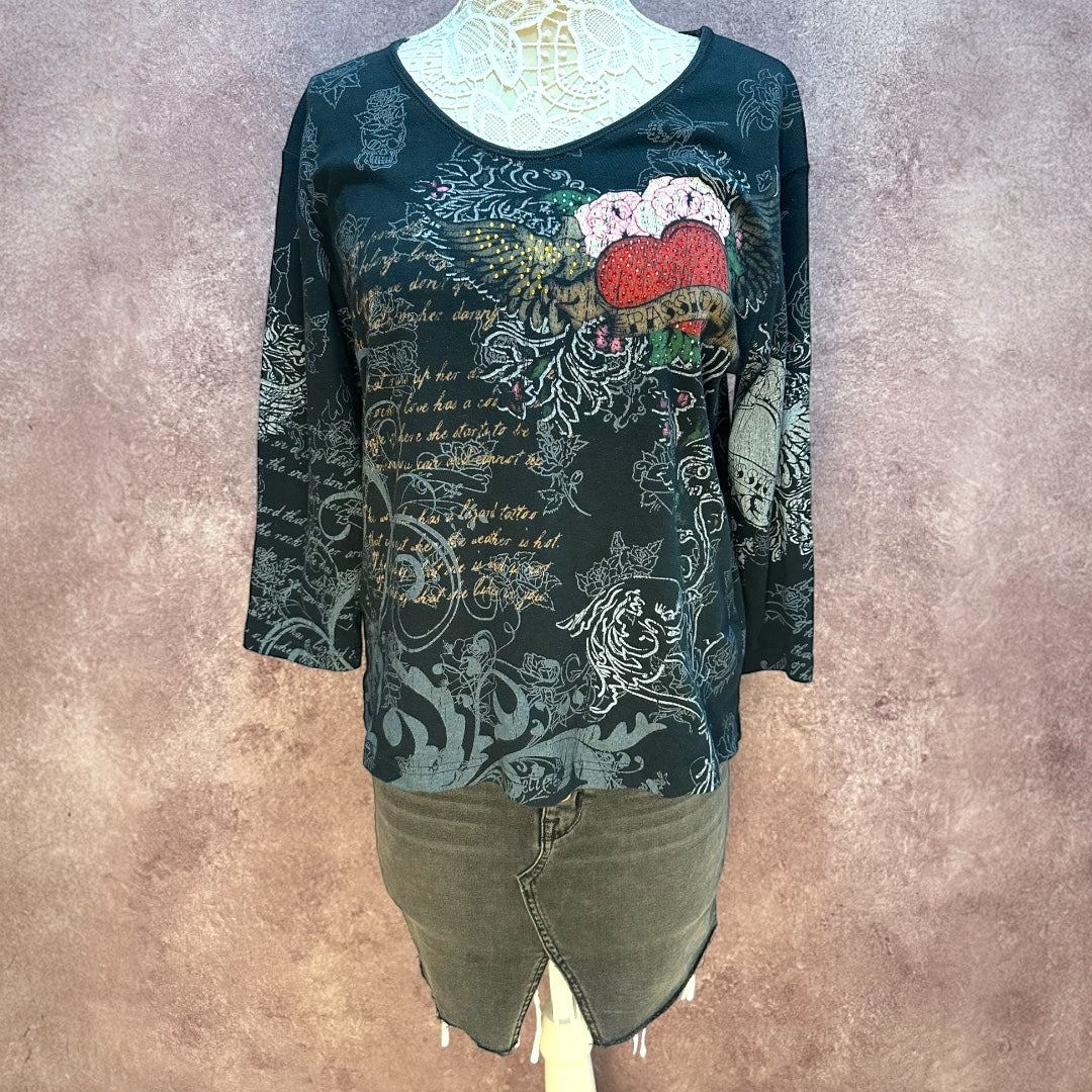 Y2K Cactus Bay Tattoo Style Graphic Tee