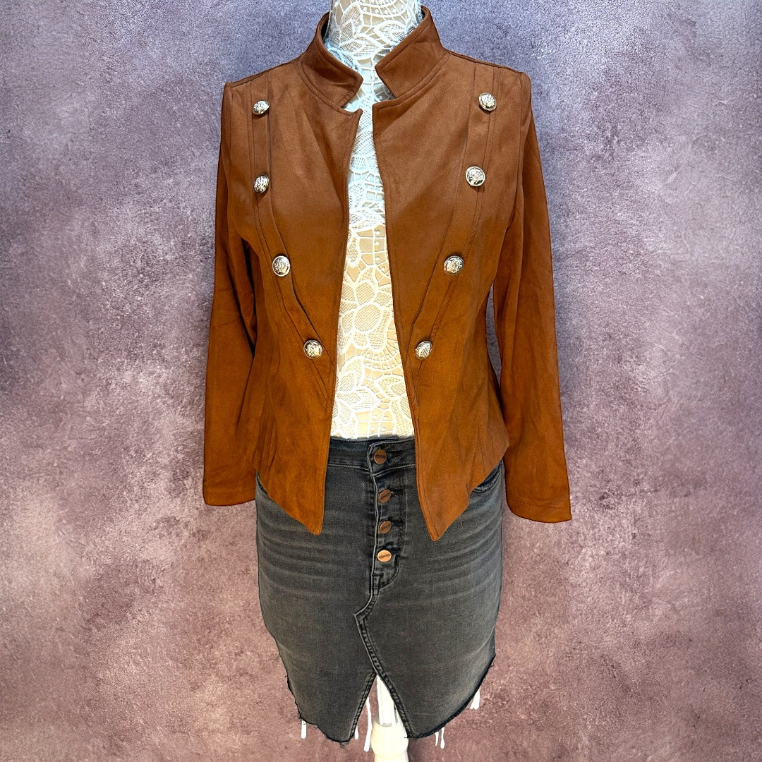 Military Style Faux Suede Jacket