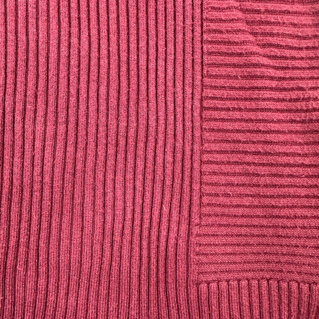 White House Black Market Burgundy V Neck Ribbed Sweater