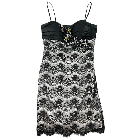 Dave & Johnny Black Pleated Satin Bustier Cocktail Dress
