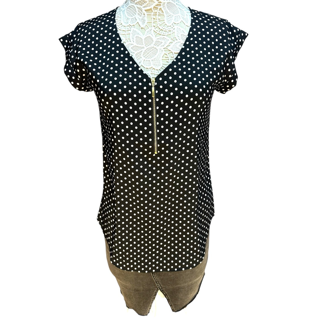 Express Polka Dot Zip Front Gramercy Tee