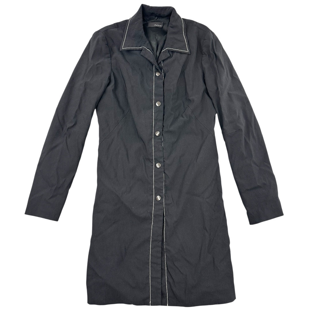 Poleci Black Longline Shirtdress with Contrast White Stitching