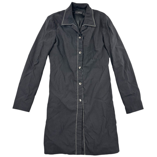 Poleci Black Longline Shirtdress with Contrast White Stitching