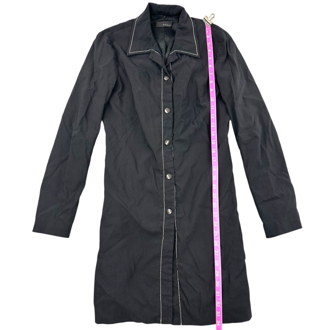 Poleci Black Longline Shirtdress with Contrast White Stitching
