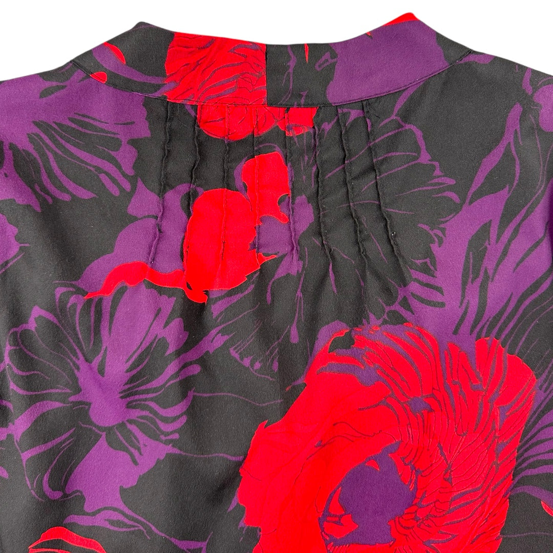 Calvin Klein 3/4 Sleeve Floral Blouse with Pussy Bow Collar