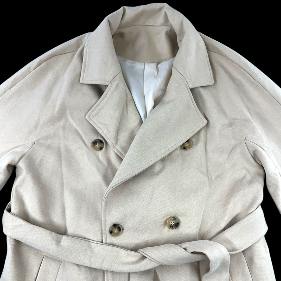 Cream Double Breasted Trench Coat