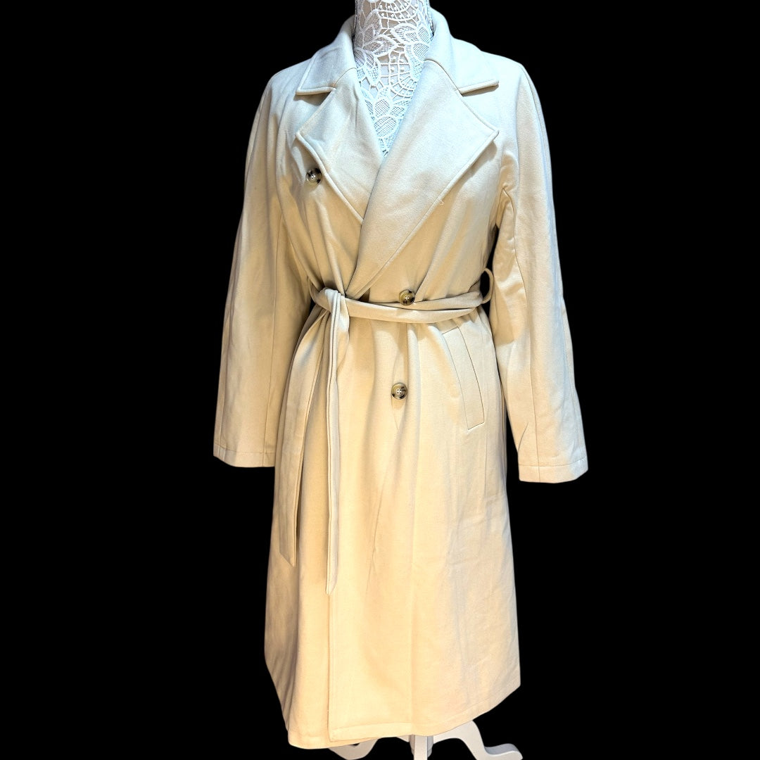 Cream Double Breasted Trench Coat