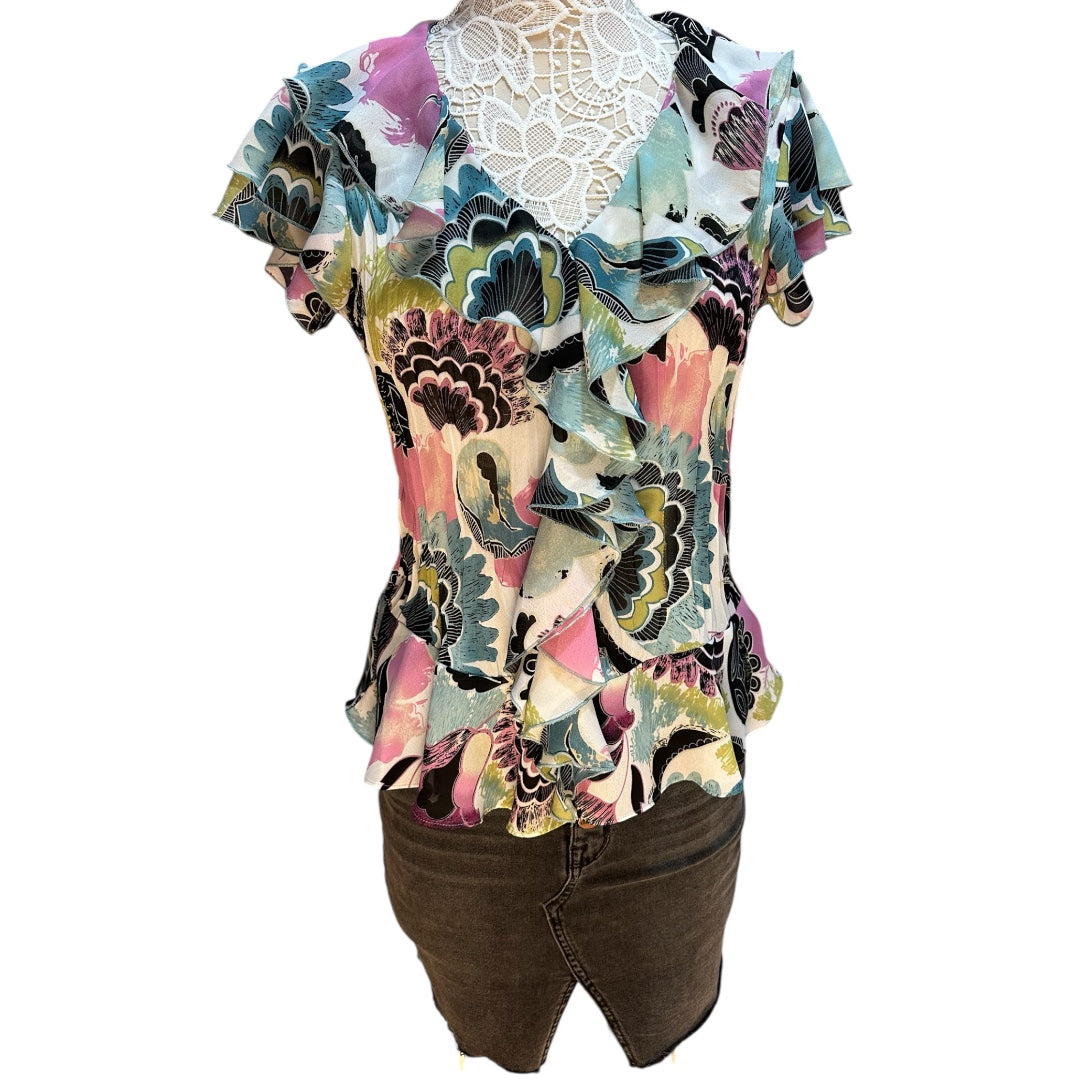 Y2K Sunny Leigh Floral Ruffled Blouse