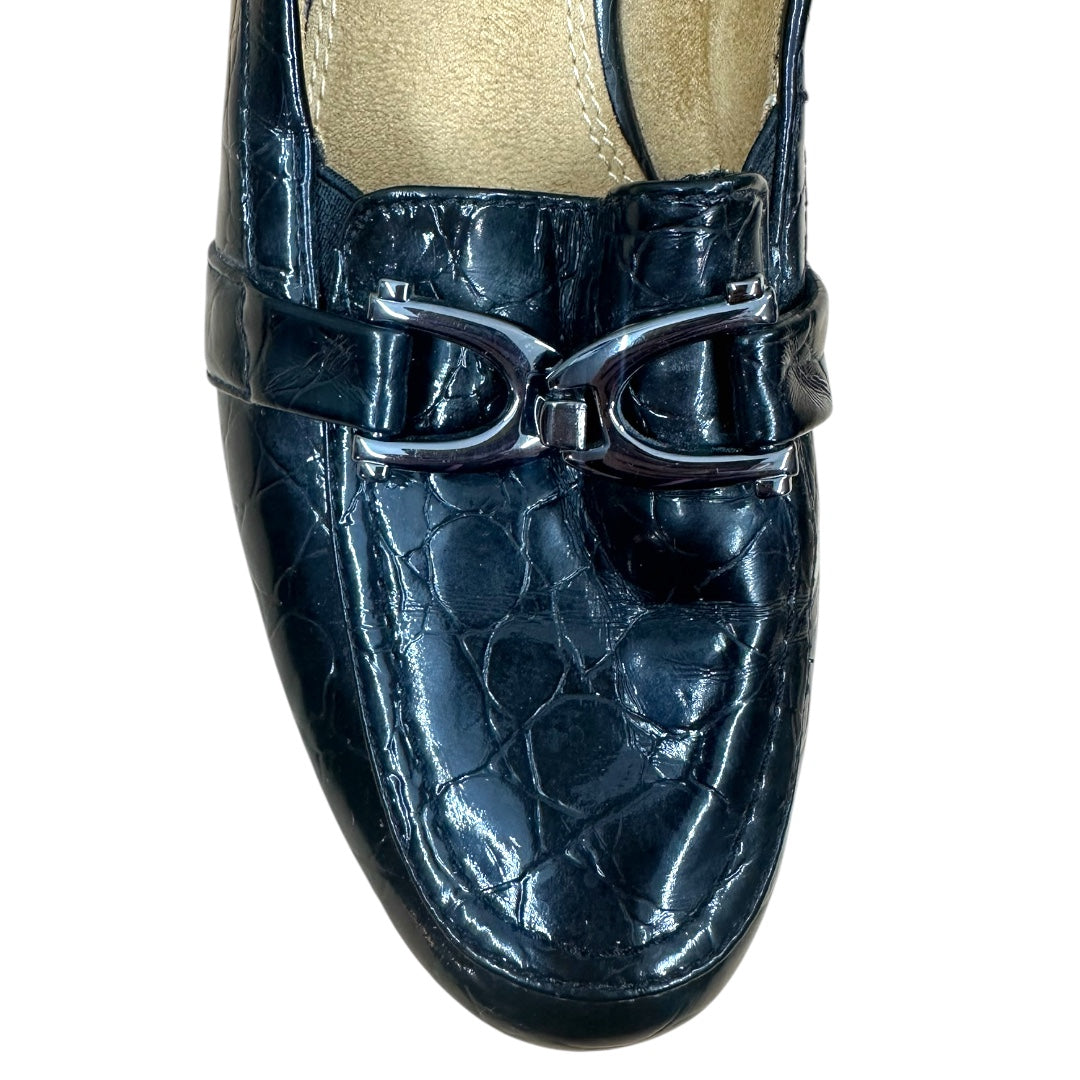 Naturalizer Black Faux Croc Embossed Loafers