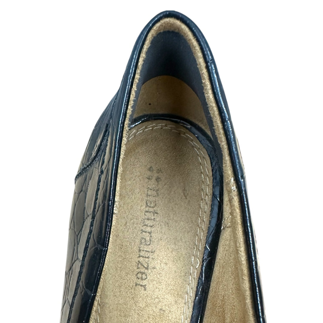 Naturalizer Black Faux Croc Embossed Loafers