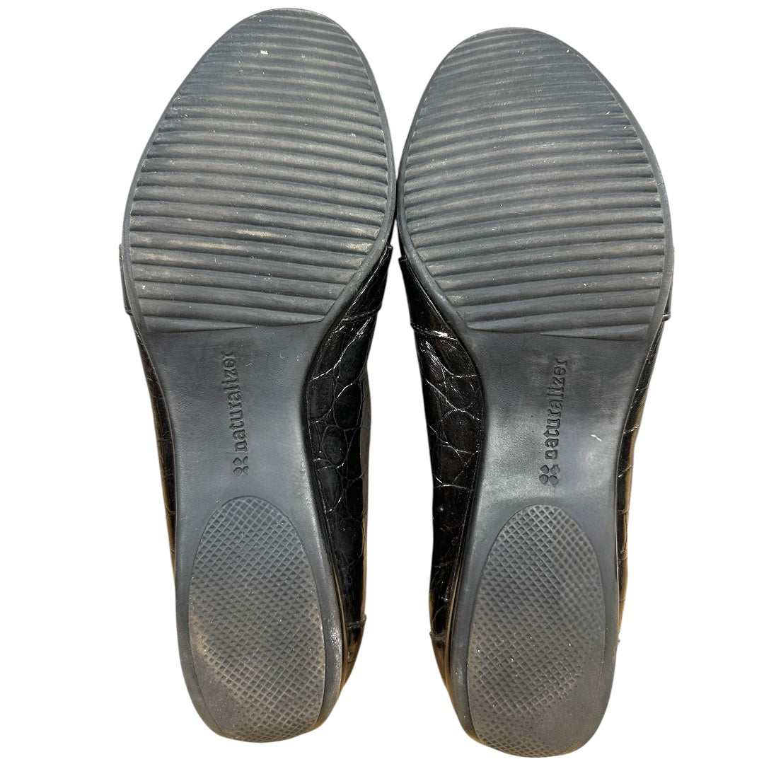 Naturalizer Black Faux Croc Embossed Loafers
