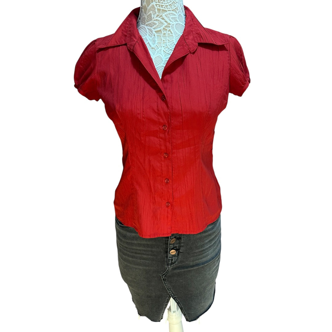 Y2K IZ Byer Red Button Down Blouse