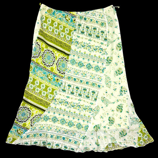 Y2K Boho IZ Byer Floral Patchwork Midi Skirt