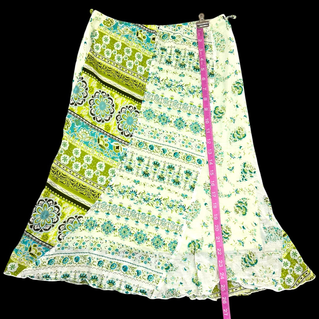 Y2K Boho IZ Byer Floral Patchwork Midi Skirt