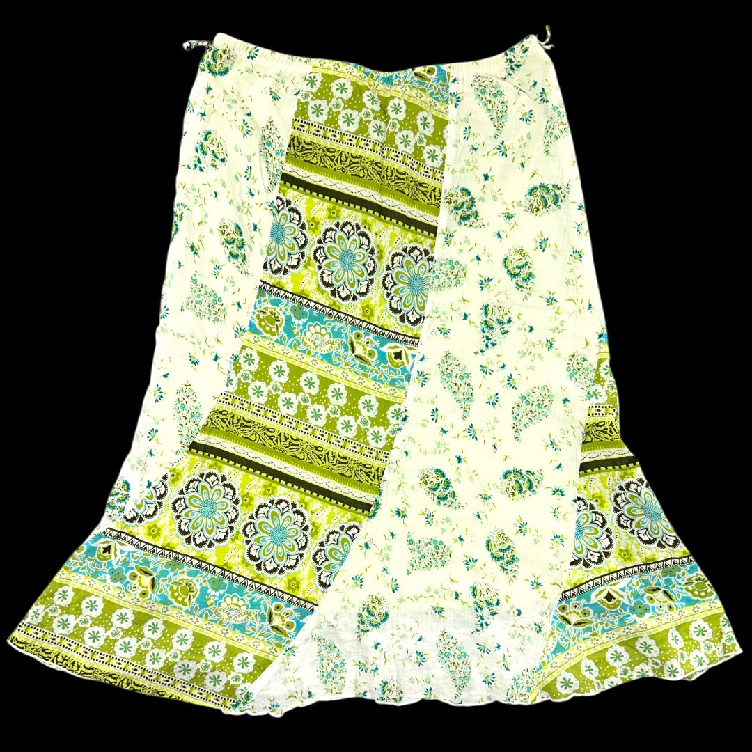 Y2K Boho IZ Byer Floral Patchwork Midi Skirt