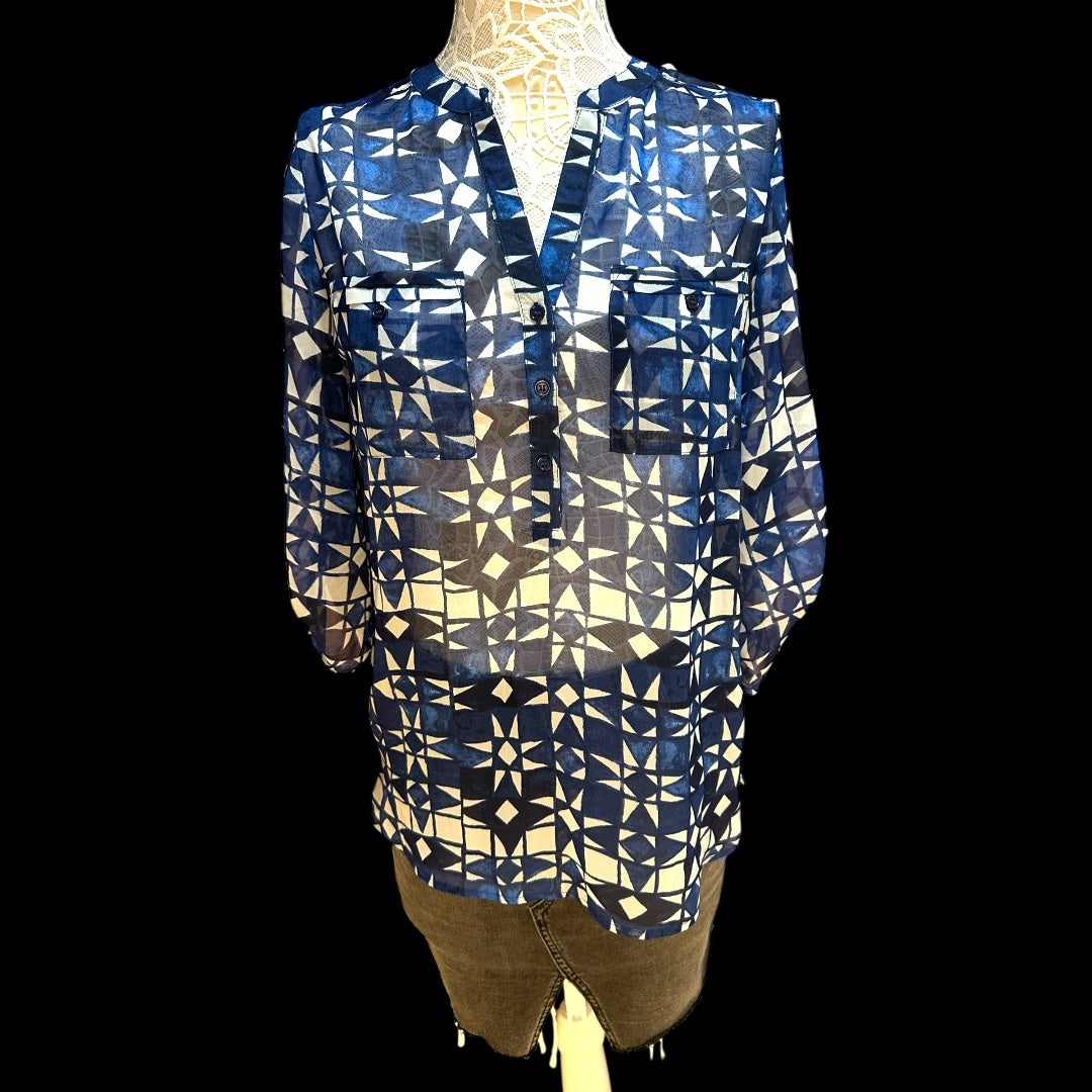 Fred David Geometric Blue Blouse
