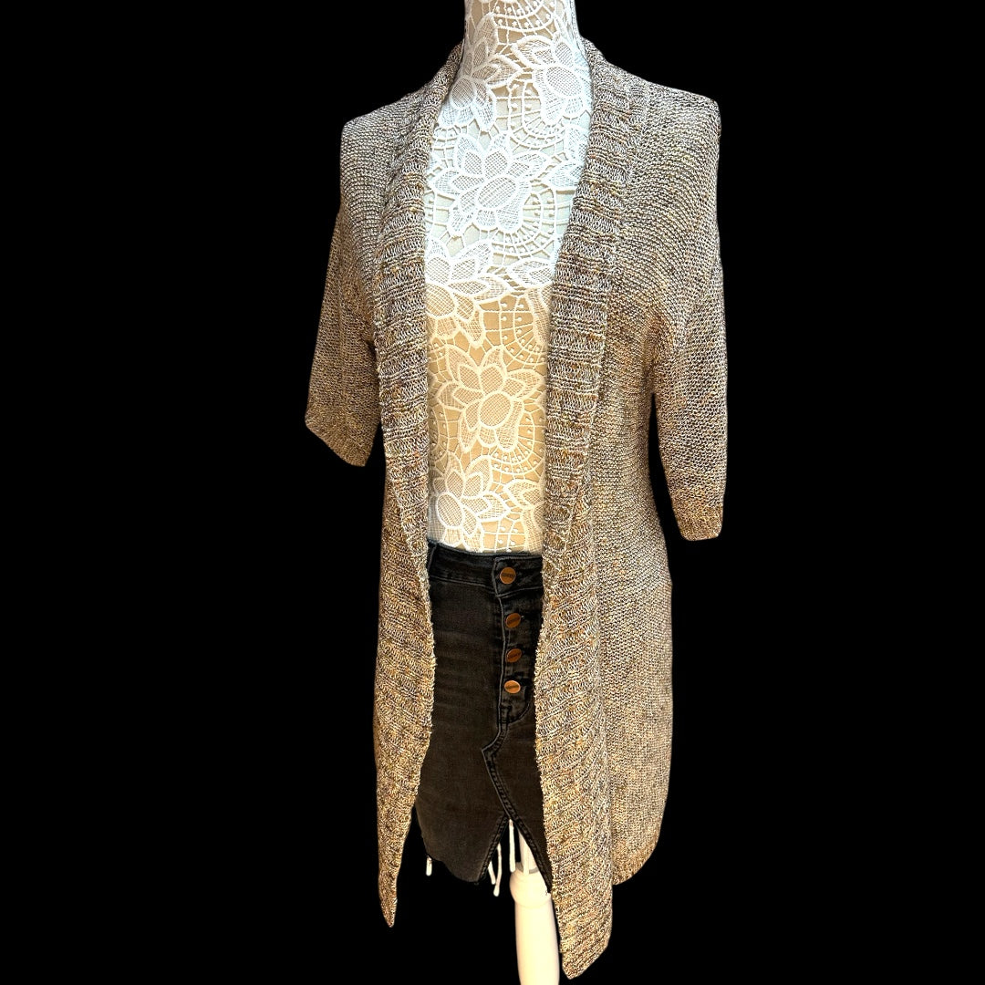 White House Black Market Short Sleeve Knit Duster Cardigan