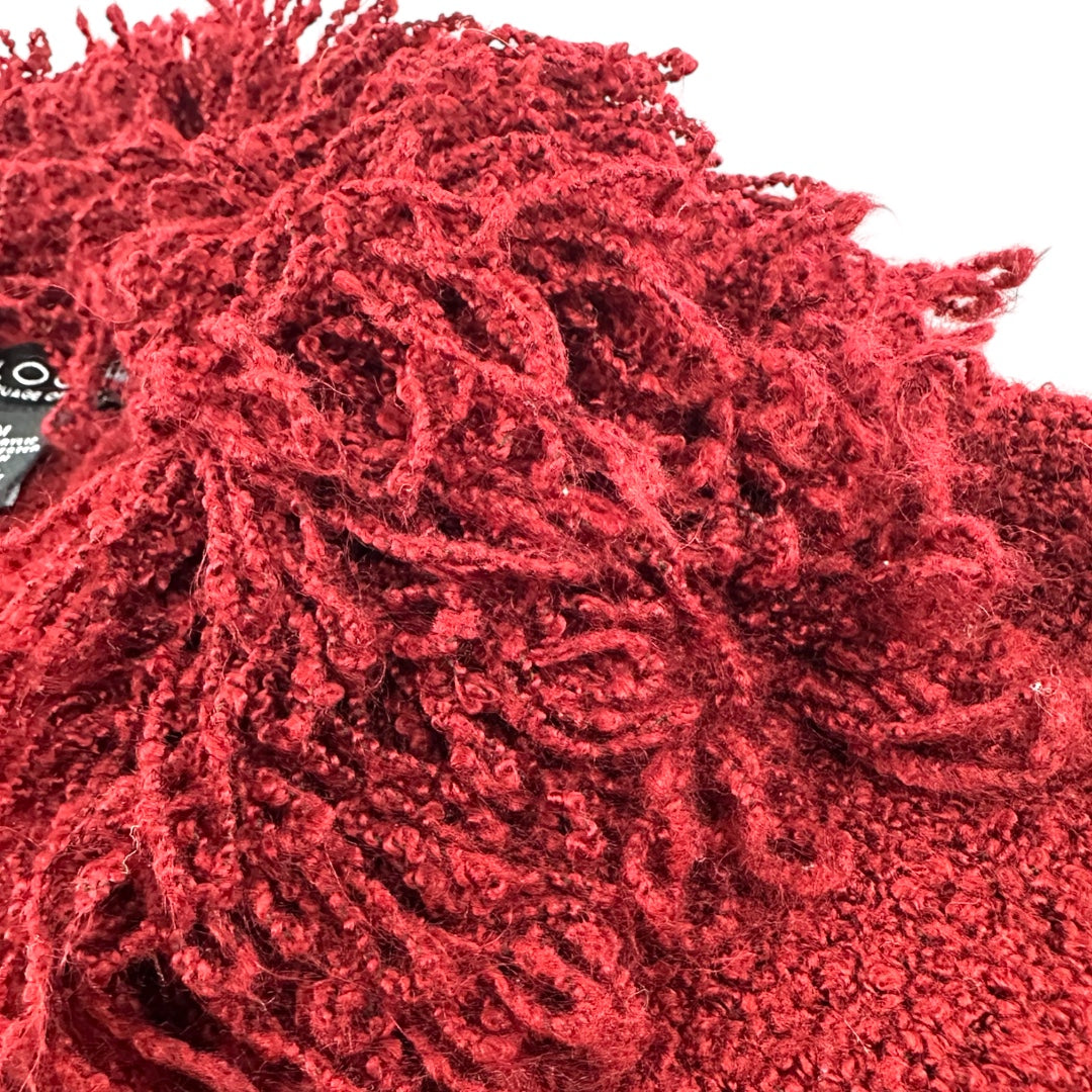 Y2K Dialogue Red Shaggy Fringe Cardigan