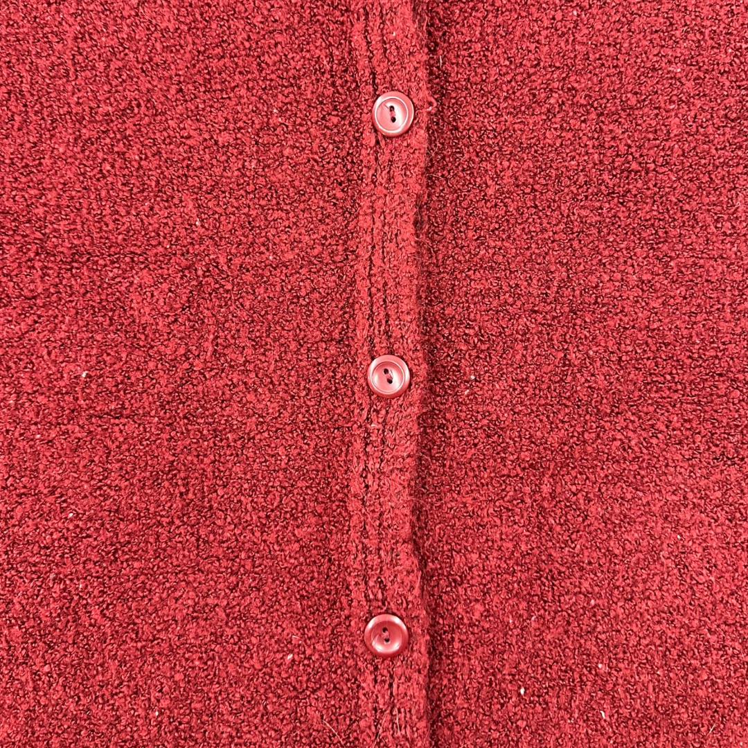 Y2K Dialogue Red Shaggy Fringe Cardigan