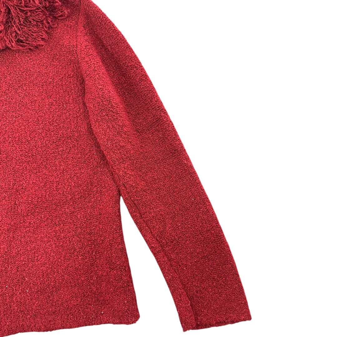 Y2K Dialogue Red Shaggy Fringe Cardigan