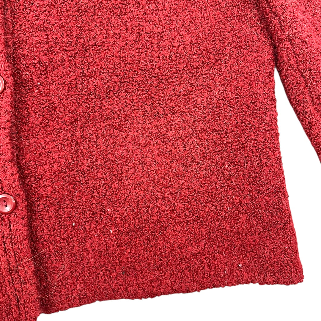 Y2K Dialogue Red Shaggy Fringe Cardigan