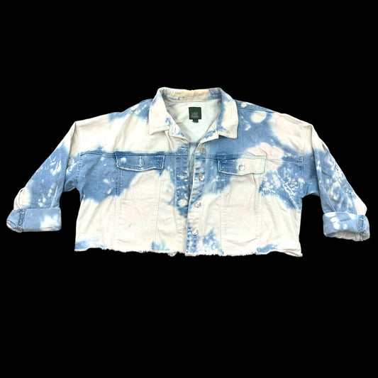 Wild Fable Bleached Tie Dye Cropped Denim Jacket