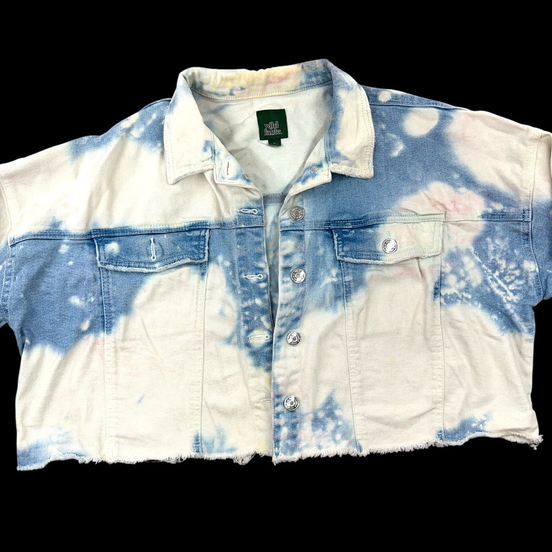 Wild Fable Bleached Tie Dye Cropped Denim Jacket