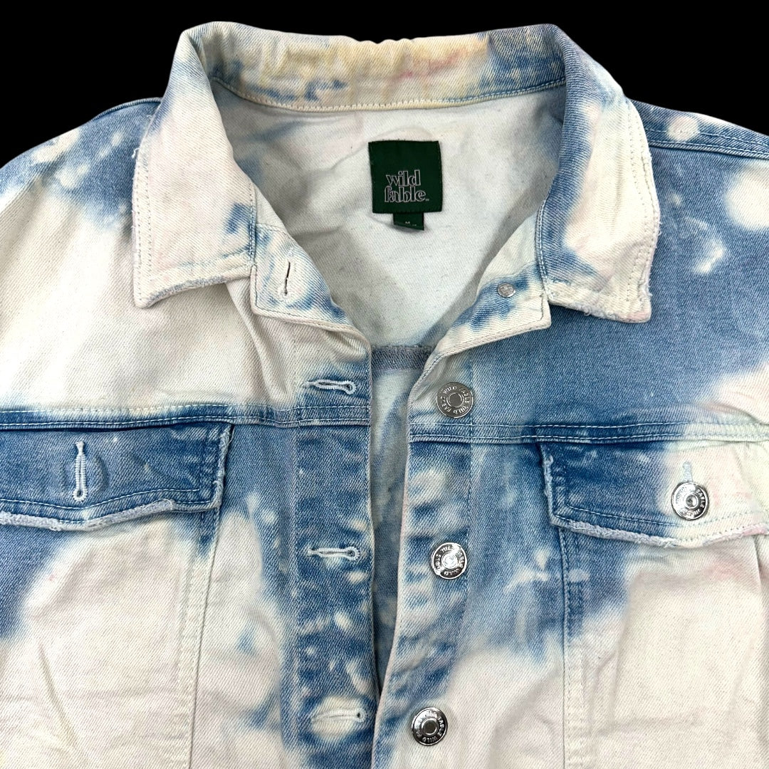 Wild Fable Bleached Tie Dye Cropped Denim Jacket