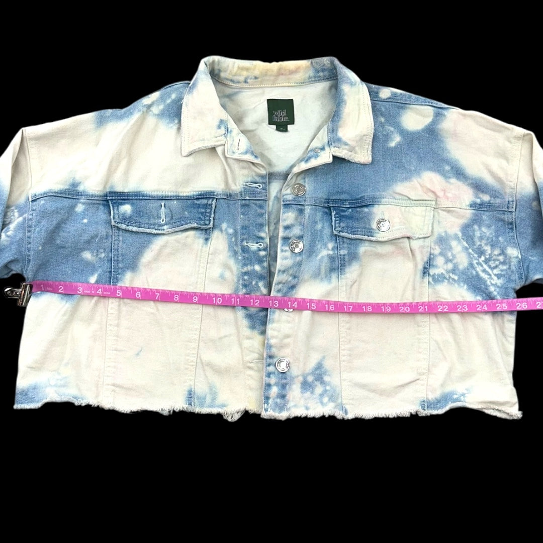 Wild Fable Bleached Tie Dye Cropped Denim Jacket