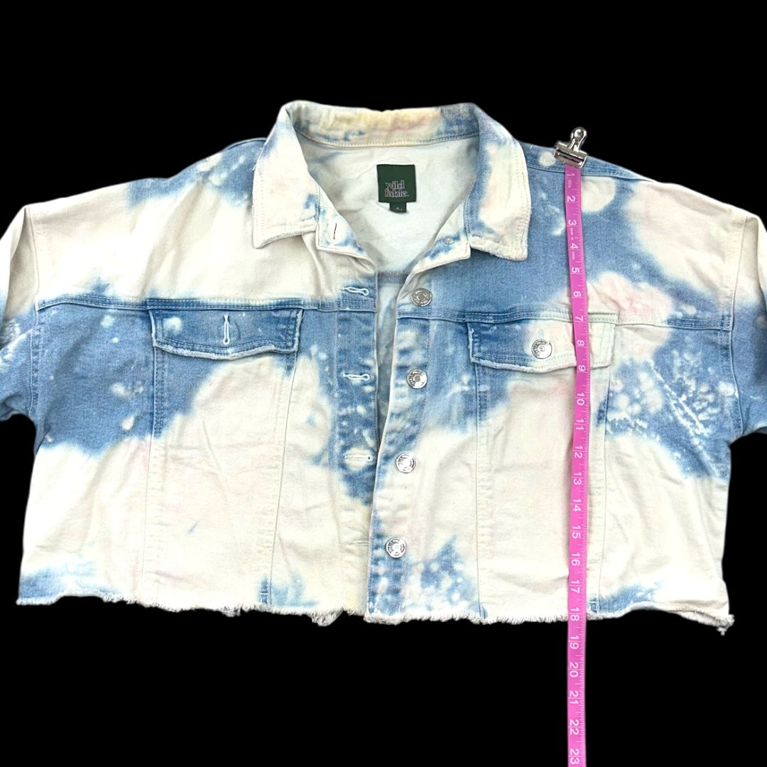 Wild Fable Bleached Tie Dye Cropped Denim Jacket