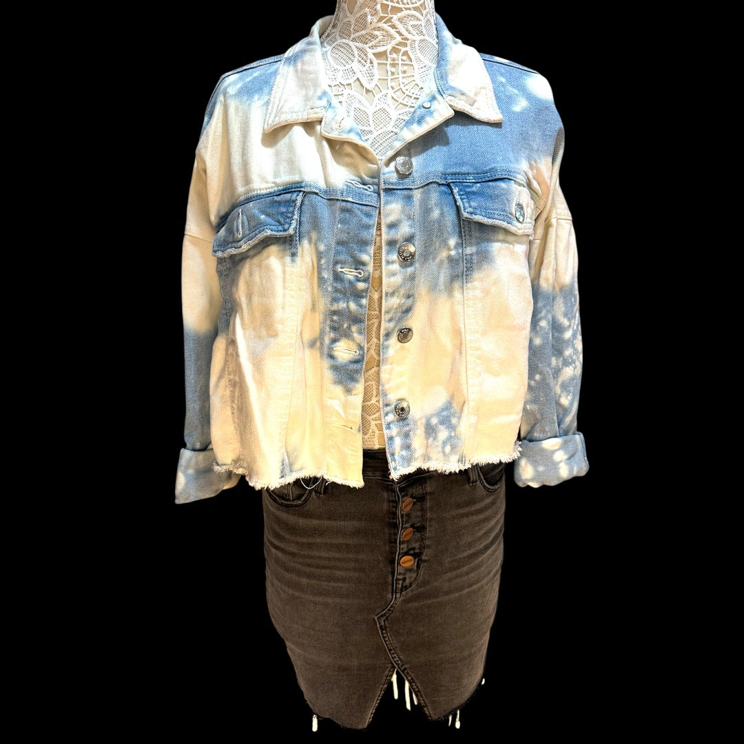 Wild Fable Bleached Tie Dye Cropped Denim Jacket