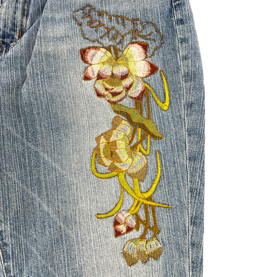 Y2K A.N.A Floral Embroidered Flare Jeans