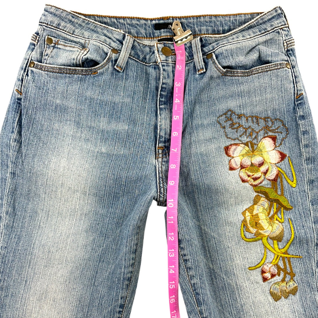 Y2K A.N.A Floral Embroidered Flare Jeans
