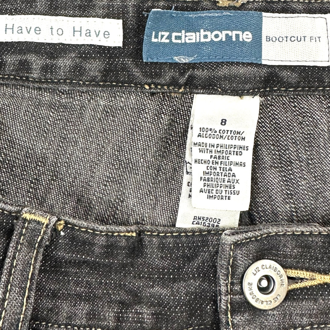 Liz Claiborne Dark Charcoal Washed Straight Leg Jeans